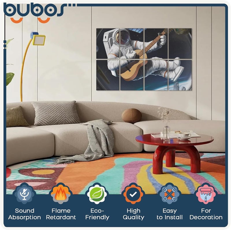 B Bubos 8 Pack Art Acoustic Panels Soundproof Wall Panel,47.2X31.4 Inches Sound Absorbing Panel,Self-Adhesive Decorative Acoustical Wall Panels, Acoustic Treatment for Ceiling Home Office（Space Guitar） - Image 3